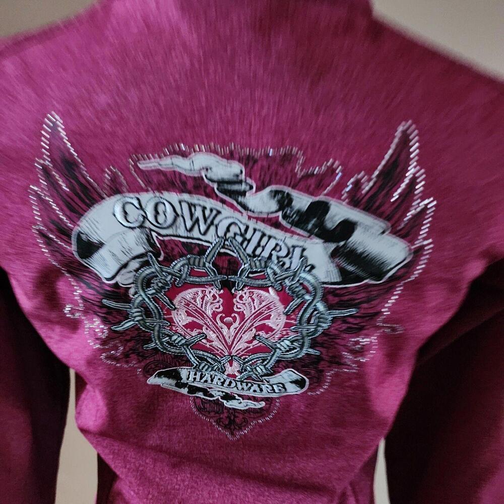 Cowgirl Hardware Pink Embroidered Softshell Fleece Lined Full Zip jacket M - Picture 5 of 9